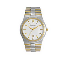 Bulova Men's 2 Tone Watch w/ Round White Dial